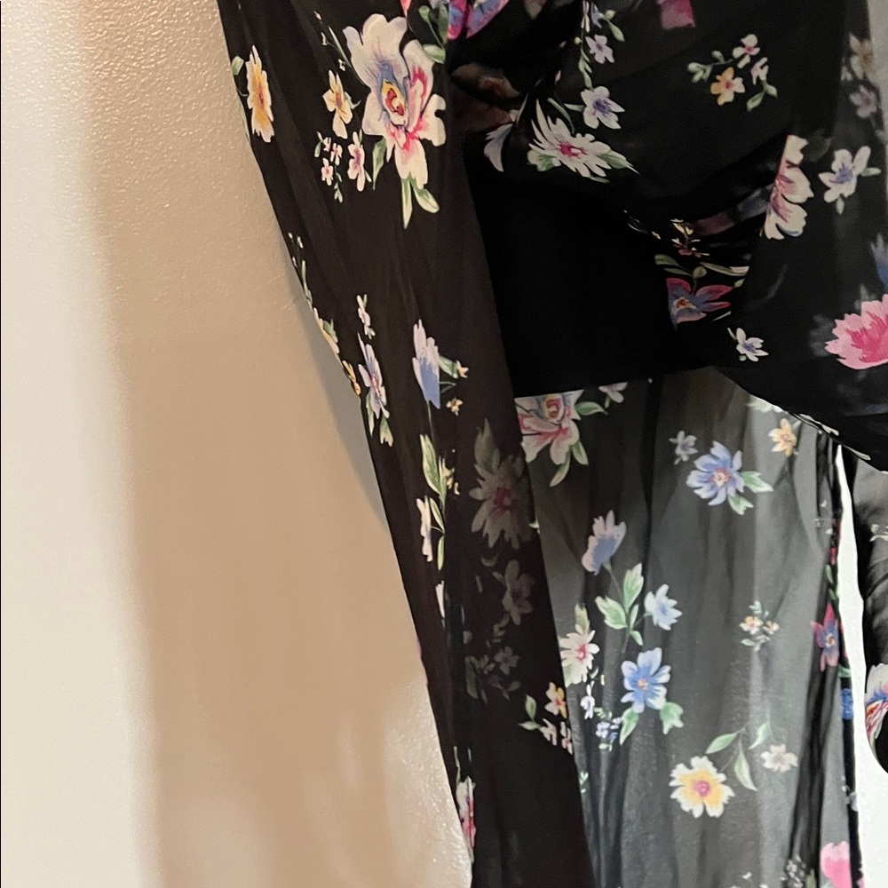 Divided Black Floral Pencil Skirt XS Sheer over Short Skirt - Picture 8 of 8